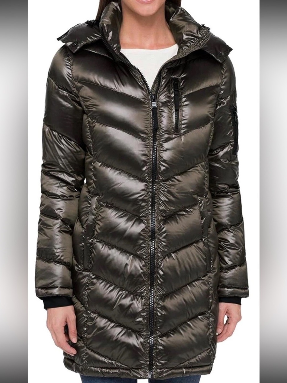 Andrew Marc Packable Lightweight Premium Down Puffer Coat Long Size XS